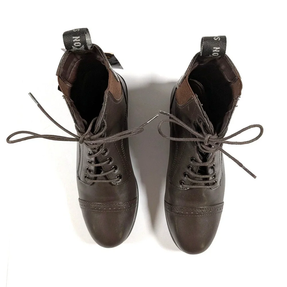 Saxon Syntovia Paddock Boots Lace Up Cap Toe Equestrian Dark Academia Sz 6